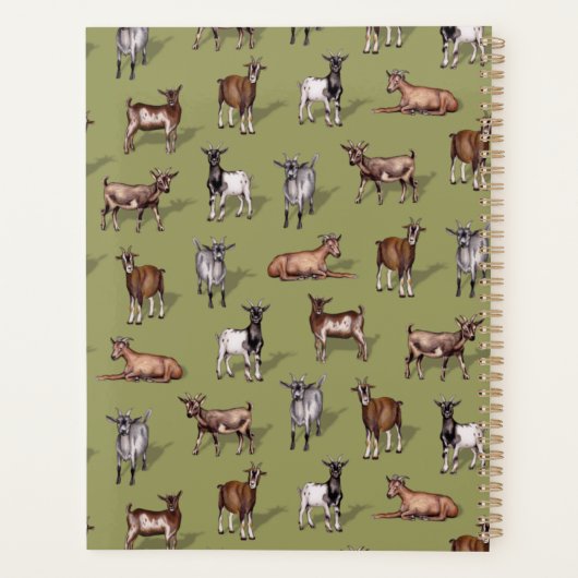 Tiny Goats on Green - Goat Herd Pattern Planer (Rückseite)