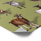 Tiny Goats on Green - Goat Herd Pattern Poster (Ecke)