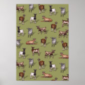 Tiny Goats on Green - Goat Herd Pattern Poster (Vorne)