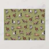 Tiny Goats on Green - Goat Herd Pattern Postkarte (Vorderseite)