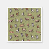 Tiny Goats on Green - Goat Herd Pattern Serviette (Vorderseite)
