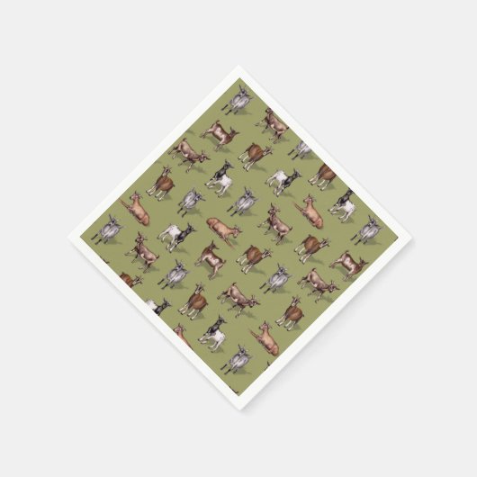 Tiny Goats on Green - Goat Herd Pattern Serviette (Ecke)