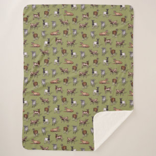 Tiny Goats on Green - Goat Herd Pattern Sherpadecke