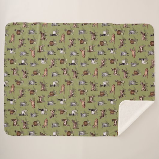 Tiny Goats on Green - Goat Herd Pattern Sherpadecke (Vorderseite (Horizontal))
