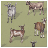 Tiny Goats on Green - Goat Herd Pattern Stoff (Nahaufnahme)