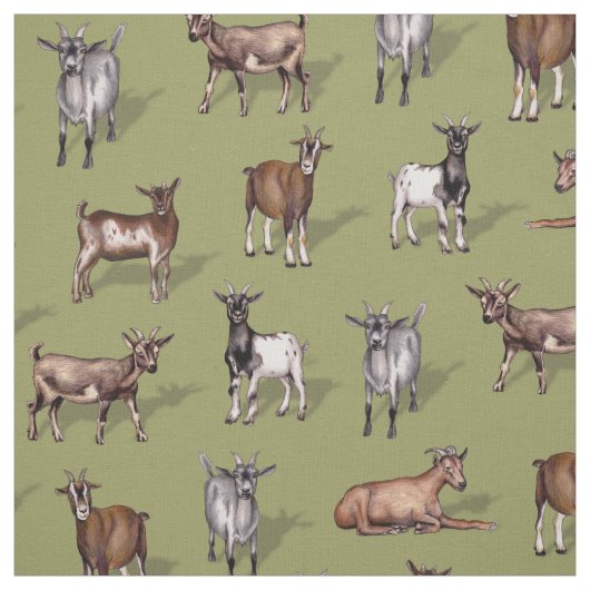 Tiny Goats on Green - Goat Herd Pattern Stoff (Muster)