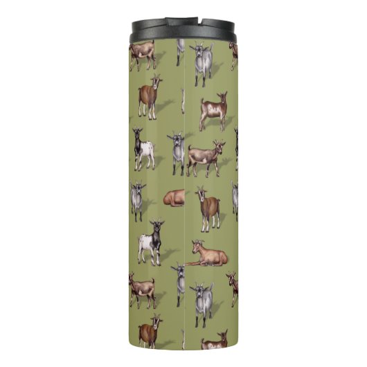 Tiny Goats on Green - Goat Herd Pattern Thermosbecher (Rückseite)