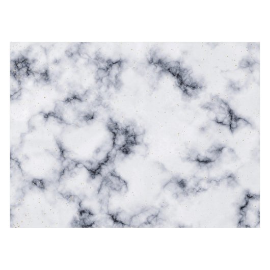 Tiny Gold Confetti Schwarz-Weiß-Marmor Stone Tischdecke (Vorderseite (Horizontal))