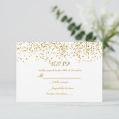 Tiny Gold Dots Confetti Modern Wedding RSVP Card Karte (Stehend Vorderseite)