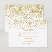 Tiny Gold Dots Confetti Modern Wedding RSVP Card Karte (Vorne/Hinten)