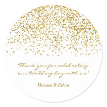 Tiny Gold Dots Confetti Moderne Hochzeitskleber