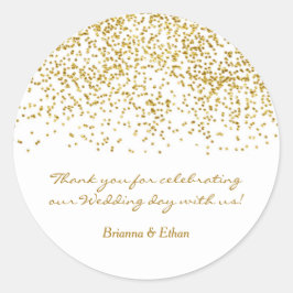 Tiny Gold Dots Confetti Moderne Hochzeitskleber Runder Aufkleber