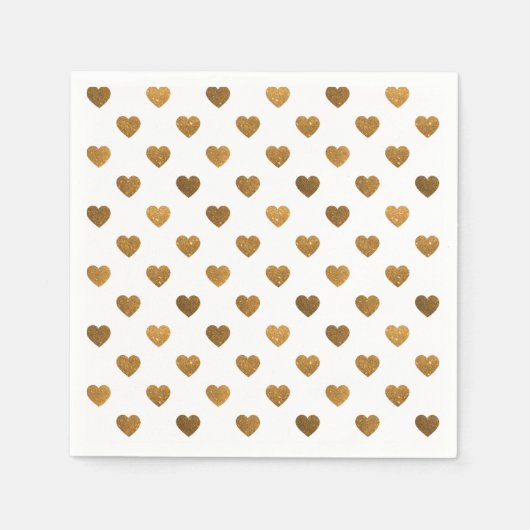 Tiny Gold Glittered Hearts Pattern Cocktail Napkin Serviette (Vorderseite)