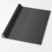 Tiny Gold Polka Dots und Black Satin Geschenkpapier (Ungerollt)