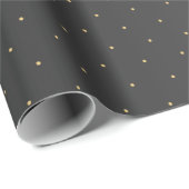 Tiny Gold Polka Dots und Black Satin Geschenkpapier (Rolleneckpunkt)