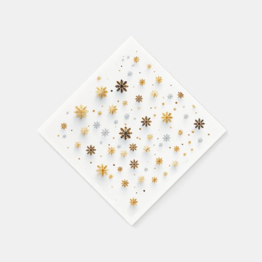 Tiny Golden Snow Tes: Weihnachts-Schneeflocke Napk Serviette (Ecke)