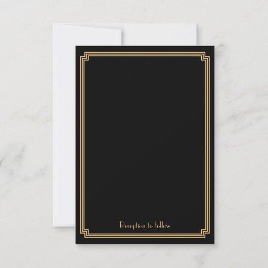Tiny Great Gatsby Art Deco Black Wedding lädt ein Einladung (Rückseite)