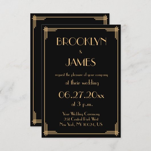 Tiny Great Gatsby Art Deco Einladungen für Hochzei (Vorne/Hinten)