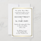 Tiny Great Gatsby Art Deco Gold Wedding Einladunge Einladung (Vorderseite)