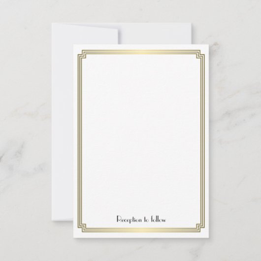 Tiny Great Gatsby Art Deco Gold Wedding Einladunge Einladung (Rückseite)