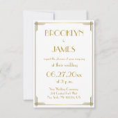 Tiny Great Gatsby Gold Art Deco Einladung Hochzeit (Vorderseite)