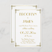 Tiny Great Gatsby Gold Art Deco Einladung Hochzeit (Vorne/Hinten)