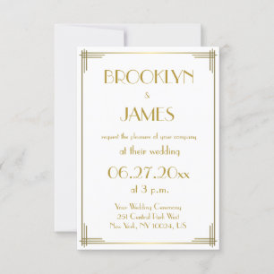 Tiny Great Gatsby Gold Art Deco Einladung Hochzeit
