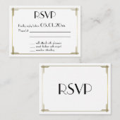 Tiny Great Gatsby White Art Deco Wedding RSVP Begleitkarte (Vorne/Hinten)