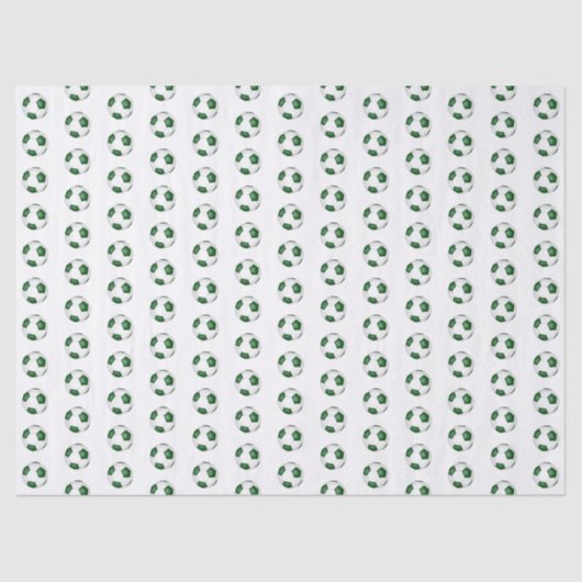 tiny green white soccer balls pattern seidenpapier (Vorderseite)