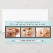 Tiny Hands, Tiny Feet Birth Announcement (blau) Ankündigung (Vorne/Hinten)