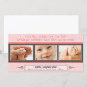 Tiny Hands, Tiny Feet Birth Announcement (pink) Ankündigung (Vorne/Hinten)