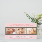 Tiny Hands, Tiny Feet Birth Announcement (pink) Ankündigung (Stehend Vorderseite)