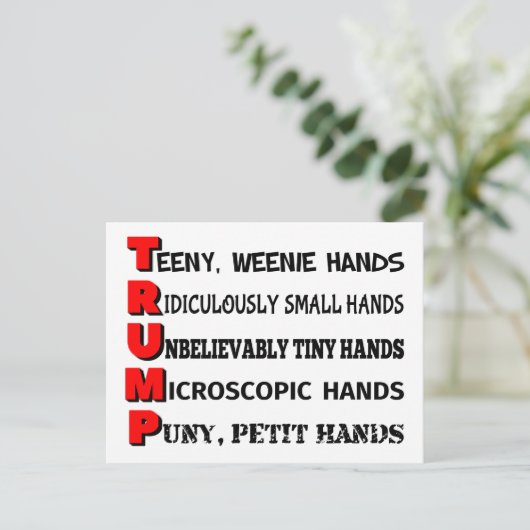 Tiny Hands Trump Postcard Postkarte (Stehend Vorderseite)