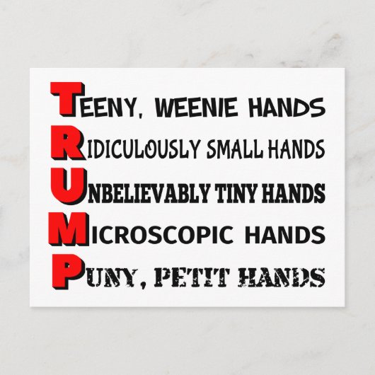 Tiny Hands Trump Postcard Postkarte (Vorderseite)
