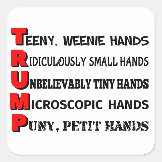 Tiny Hands Trump Sticker (weiß) (Vorderseite)