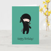 Tiny Happy Ninja am dunklen Grünen Geburtstag Karte (Gelbe Blume)