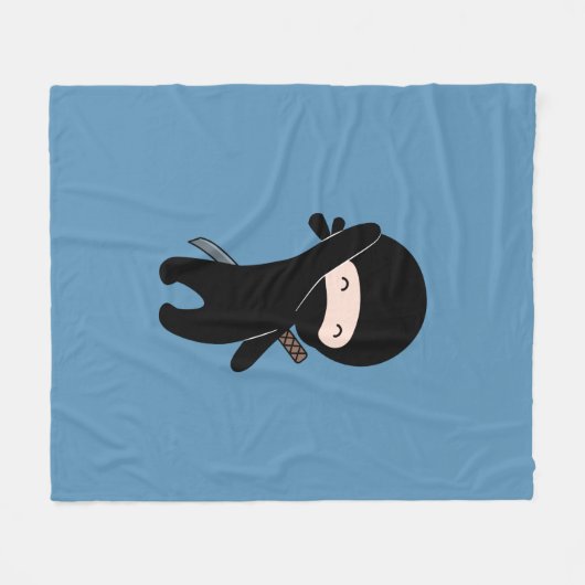 Tiny Happy Ninja auf Blue Fleecedecke (Vorderseite (Horizontal))