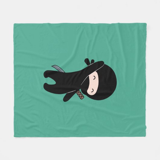Tiny Happy Ninja auf Dark Green Fleecedecke (Vorderseite (Horizontal))