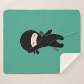 Tiny Happy Ninja auf Dark Green Sherpadecke (Vorderseite (Horizontal))