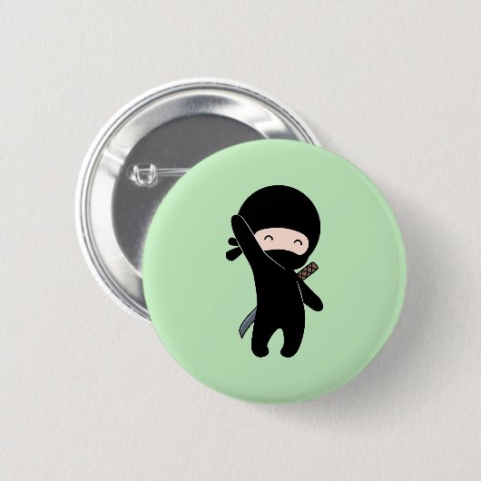 Tiny Happy Ninja auf Green Button (Vorne & Hinten)