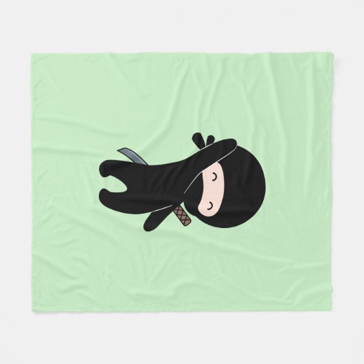 Tiny Happy Ninja auf Green Fleecedecke (Vorderseite (Horizontal))