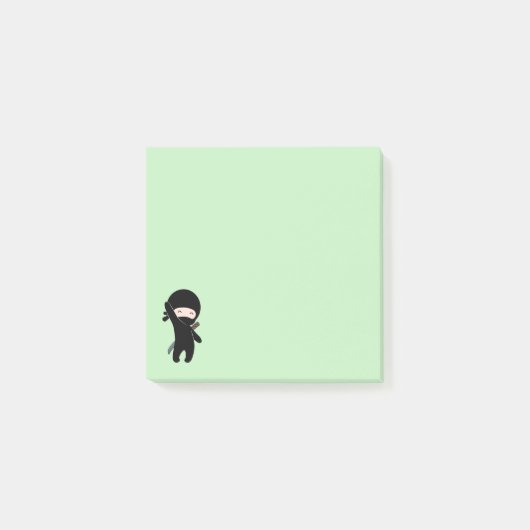 Tiny Happy Ninja auf Green Post-it Klebezettel (Vorderseite)