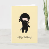 Tiny Happy Ninja auf Yellow Birthday Karte (Vorderseite)