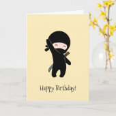 Tiny Happy Ninja auf Yellow Birthday Karte (Gelbe Blume)