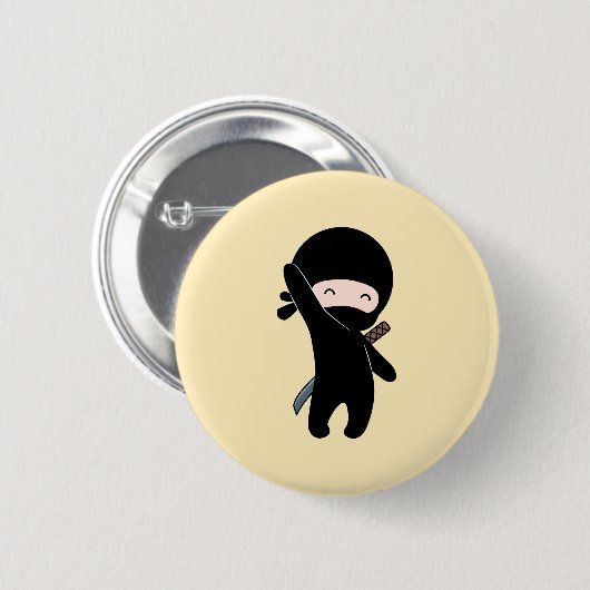 Tiny Happy Ninja auf Yellow Button (Vorne & Hinten)