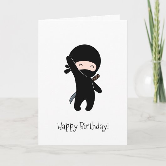 Tiny Happy Ninja Birthday Karte (Vorderseite)