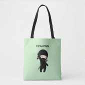 Tiny Happy Ninja Individuelle Name auf Green Tasche (Vorderseite)