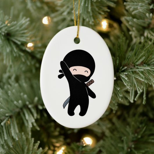 Tiny Happy Ninja Keramik Ornament (Baum)