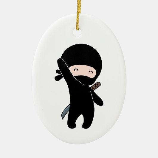 Tiny Happy Ninja Keramik Ornament (Vorne)