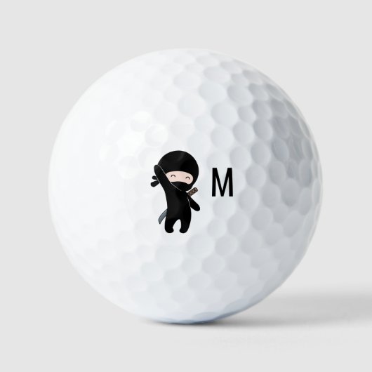 Tiny Happy Ninja Monogram Initial Golfball (Vorderseite)
